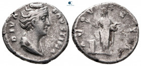 Diva Faustina I AD 140-141. Rome. Denarius AR