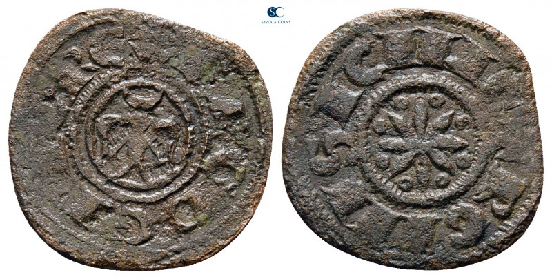 Italy. Messina or Brindisi. Federico II AD 1296-1337. 
Denaro Ae

17 mm, 0,61...