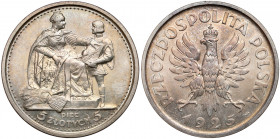 Konstytucja 5 złotych 1925 - 100 perełek - PIĘKNA i rzadka Rzadka, symboliczna i efektowna moneta II RP - tak w skrócie można opisać 5 złotych 1925 - ...