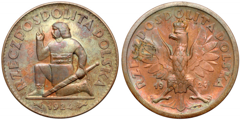 Próba 50 złotych 1924 Klęczący Rycerz Ceniona, charakterystyczna próba projektu ...