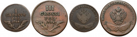 Galicja i Lodomeria, 1 i 3 grosze 1794, zestaw (2szt) Ładne monety. Dobre zachowana, naturalna powierzchnia bez korozji.&nbsp; Ponadprzeciętne egzempl...