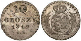 Księstwo Warszawskie, 10 groszy 1812 IB - PIĘKNE Piękna moneta. W naturalnej patynie, z wyraźnym połyskiem menniczym na całej powierzchni. Naturalne w...