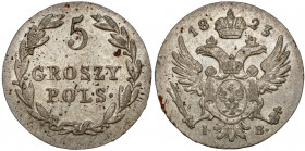 5 groszy polskich 1823 I.B. - okazowe Piękny przedstawiciel najtrudniejszego do zdobycia w menniczych stanach zachowania typu monet Królestwa - monet ...