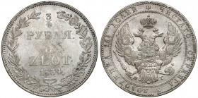 3/4 rubla = 5 złotych 1834 НГ, Petersburg - rzadkie Rzadko spotykany w handlu, wczesny rocznik dwunominałowych pięciozłotówek. Emisja mennicy w Peters...