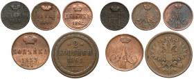 Od dienieżki do 2 kopiejek 1850-1862 BM, Warszawa (5szt) 
Grade: VG-VF 