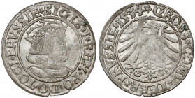 Zygmunt I Stary, Grosz Toruń 1534 - z włosami Bardzo ładny, jedynie lekko niedobity centralnie. Wczesny dla tego rocznika typ portretu króla z długimi...