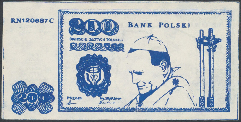 Solidarność, 200 złotych Jan Paweł II - niebieski - rzadkie Pozycje tego typu sz...