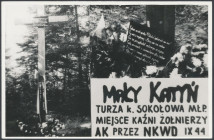 Solidarność, Mały Katyń - cegiełka-zdjęcie Funduszu Oporu Rolników zdjęcie Wymiary: 140 x 90 mm. 