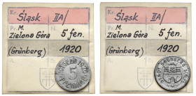 Grünberg (Zielona Góra), 5 fenigów 1920 - ex. Kałkowski Lekkie przeczyszczenie zarówno awersu jak i rewersu. Żelazo, średnica 17,8 mm, waga 1,92 g.&nb...