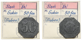Guben (Gubin), 50 fenigów 1917 - ex. Kałkowski Pozostałości lakieru w zakamarkach. Cynk, wymiary 24.4 x 24.2 mm, waga 2.88 g. Egzemplarz z kolekcji Ta...