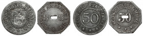 Hindenburg S.O. (Zabrze) i Ziegenhals Stadt (Głuchołazy), 50 fenigów 1918 - zestaw (2szt) 
Grade: 3+, 3 