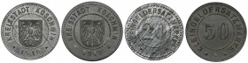 Koschmin (Koźmin) 20 i 50 fenigów 1918 - fałszerstwo RÖTTINGERA - rzadkie (2szt) Falsyfikaty Röttingera, czyli rzadkie, wykonane w nakładzie 100 sztuk...