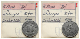 Leobschütz (Głubczyce), 10 fenigów 1918 - ex. Kałkowski Wyśmienity stan na jak na emisję żelazową. Żelazo, średnica 20.1 mm, waga 3.64 g. Egzemplarz z...