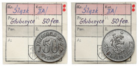 Leobschütz (Głubczyce), 50 fenigów 1918 - ex. Kałkowski Żelazo, średnica 23.5 mm, waga 5.0 g. Egzemplarz z kolekcji Tadeusza Kałkowskiego, w komplecie...