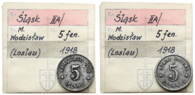 Loslau (Wodzisław), 5 fenigów 1918 - ex. Kałkowski Drobne ślady po korozji. Żelazo, średnica 18,8 mm, waga 2,46 g.&nbsp; Egzemplarz z kolekcji Tadeusz...