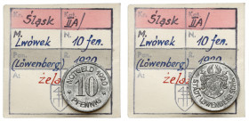 Löwenberg (Lwówek), 10 fenigów 1920 - ex. Kałkowski Żelazo, średnica 20,0 mm, waga 3,18 g.&nbsp; Egzemplarz z kolekcji Tadeusza Kałkowskiego, w komple...
