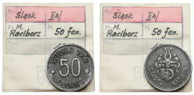Ratibor (Racibórz), 50 fenigów 1919 - ex. Kałkowski Zdrowy, bez korozji, w ciemnej patynie. Żelazo, średnica 24,1 mm, waga 5,05 g.&nbsp; Egzemplarz z ...