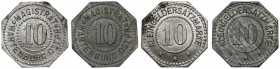 Wartenburg (Barczewo) 10 fenigów - fałszerstwo RÖTTINGERA - rzadkie (2szt) Falsyfikaty Röttingera, czyli rzadkie, wykonane w nakładzie 100 sztuk, fałs...
