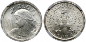 Kobieta i kłosy 1 złoty 1924 Dobra, wysoka nota dla tego płytko bitego typu.&nbsp; Nieobiegowy relief, mennicza moneta.&nbsp; Reference: Chałupski 2.1...