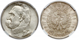 Piłsudski 5 złotych 1936 Piękna moneta, wizualnie dużo lepsza niż można by się spodziewać po AU 58.&nbsp; Reference: Chałupski 2.26.3.a, Parchimowicz ...