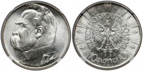 Piłsudski 10 złotych 1936 Bardzo ładny.&nbsp; Reference: Chałupski 2.32.3.a, Parchimowicz 124.c
Grade: NGC MS62 