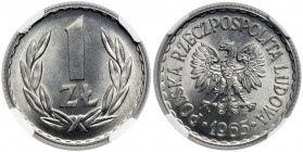 1 złoty 1965 - PIĘKNA Pierwszy rocznik złotówki z lat 60-tych. Piękny, wyselekcjonowany egzemplarz. Tylko jedna moneta z wyższą notą w cenzusie NGC. ...