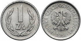 1 złoty 1968 - rzadki rok Widoczne minimalne ruszenie najwyższych partii reliefu na stronie nominałowej. Niewielkie, moneta w pięknej prezencji z natu...