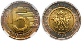 5 złotych 1994 Reference: Parchimowicz 715.a
Grade: NGC MS68 MAX 