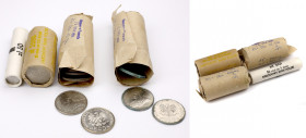PRL - ciekawych rulony bankowe (4szt) Oryginalny rulon zawierający 25 sztuk 100 zł Jadwiga, rzadki.&nbsp; W ostemplowanych banknoty, ręcznie zwijanych...