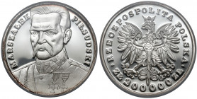 DUŻY Tryptyk 200.000 złotych 1990 Piłsudski Ceniona seria, tzw. 'duży Tryptyk', jedna z najbardziej charakterystycznych emisji po 1989 roku. Duża, efe...