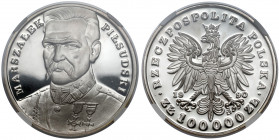 Mały Tryptyk 100.000 złotych 1990 Piłsudski Reference: Parchimowicz 624
Grade: NGC PF68 UC 