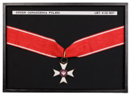 II RP, Krzyż Komandorski Orderu Odrodzenia Polski (kl.III) Krzyż Komandorski Orderu Odrodzenia Polski (III klasa) z oryginalną wstążką z okresu II Rze...