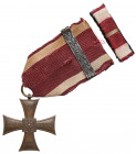 II RP, Krzyż Walecznych 'mały Knedler' - z dużym numerem - rzadszy Krzyż podwójnie nadany (okucie na wstążce). W komplecie baretka, również z okuciem....