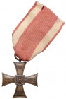 II RP, Krzyż Walecznych 'mały Knedler' - z dużym numerem - rzadszy Oryginalna wstążka w komplecie (wyraźnie wyblakła na stronie głównej).&nbsp; Na rew...