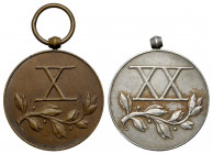 Medal za Długoletnią Służbę - brązowy (X) i srebrny (XX) (2szt) Srebrny medal z cechą&nbsp; na obrzeżu. 
 