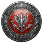 II RP, Odznaka absolwencka SGGW Odznaka dwuczęściowa, wykonana w srebrze, emaliowana.&nbsp; Na rewersie nabity numer 842, cecha srebra 2. próby oraz i...