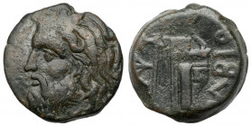 Grecja, Tracja, Olbia (300-275 p.n.e.) Brąz Charakterystyczna moneta greckiej kolonii leżącej na północnym wybrzeżu Morza Czarnego. Awers: Głowa Borys...