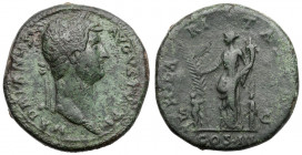 Hadrian (117-138 n.e.) Sesterc - Hilaritas Awers: Głowa cesarza w wieńcu laurowym, w prawo, w otoku legenda HADRIANVS AVGVSTUS P P Rewers: Hilaritas s...