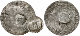 Śląsk, Henryk Wacław i Karol Fryderyk, 24 krajcary 1622 - z KONTRASYGNATĄ Moneta bazowa słabo czytelna, ale kontrasygnatura bardzo dobrze widoczna. Sr...