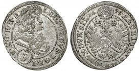 Śląsk, Leopold I, 3 krajcary 1695 MMW, Wrocław Bardzo ładny. 
 Odmiana ARCHID AVS.
Reference: Ejzenhart-Miller 1025 (R)
Grade: XF/XF+ 