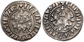 Armenia, Levon I (1198-1219) Tram Srebro, średnica 21,1 mm, waga 2,90 g.&nbsp; 
Grade: XF 