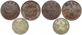 China, Kiangnan Province and Empire, bronze and silver coins, lot (3pcs) Moneta pozyskana spoza terytorium RP - nie wymagająca pozwoleń wywozowych. Co...