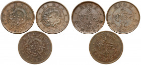 China, Kirin Province, 10 cash - lot (3pcs) Moneta pozyskana spoza terytorium RP - nie wymagająca pozwoleń wywozowych. Coin obtained from outside the ...