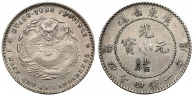 China, Kwangtung Province, 20 Fen no date (1890-1911) Lekko przeczyszczona na stronie z datą.&nbsp; Srebro, średnica 23.3 mm, waga 5.35 g. Moneta pozy...