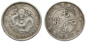 China, Kwangtung Province, 10 Fen no date (1890-1908) Srebro, średnica 18.4 mm, waga 2.68 g. 
Grade: VF+ 
