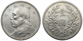 China, Shikai, Yuan / Dollar year 3 (1914) Srebro, średnica 38.8 mm, waga 26.77 g. 
Grade: VF+ 