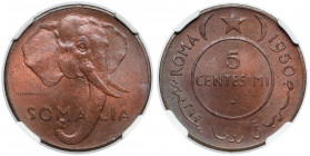 Somalia, 5 centesimi 1950 
Grade: NGC MS64 RB 