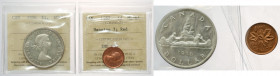 Canada, Elizabeth II, Dollar 1956 and Cent 1957, lot (2pcs) Piękne, praktycznie nieobiegowe monety. 

Grade: ICCS AU55, MS64 