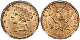 USA, 5 dollars 1882 
Grade: NGC MS63 