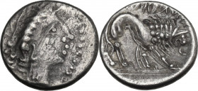 Celtic World. Cisalpine Gaul, the Veneti. AR Drachm, imitating Massalia, 2nd century BC. Obv. Head of Artemis right. Rev. Stylized lion left with prot...